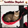 A cat is resting in a hammock on a cat tree, with Halloween-themed decorations. Produktbild-Vorschau