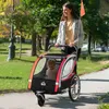 HOMCOM 2-in-1 kinderfietsaanhanger, kinderwagen, rood+zwart Productafbeelding-voorbeeld 2