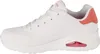 A side view of a white Skechers sneaker with pink accents. Produktbild-Vorschau