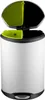 A white, dual-compartment recycling bin with a black base and lid, and a green insert. Voir les images du produit