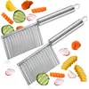 com-four® 2x Wellenschneider - Riffelmesser aus rostfreiem Produktbild-Vorschau 1