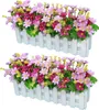 2pcs Künstliche Gerbera mit Holzzaun Unechte Daisy Produktbild-Vorschau 1