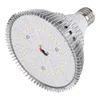 A close-up, angled view of a white LED grow light with a silver, finned heat sink and an E27 lamp base, set against a plain white background. Produktbild-Vorschau