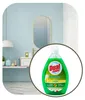 A bathroom setting with a shelf containing toiletries and a bottle of dish soap in the foreground. Náhľad obrázku produktu