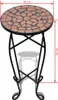 A mosaic side table with a terracotta and black top and a black metal base. Produktbild-Vorschau