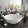 vidaXL Lavabo in Vetroceramica bianco opaco rotondo Anteprima dell’immagine prodotto 7