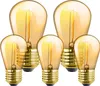 A group of five vintage-style LED light bulbs with amber glass and gold bases, arranged in a cluster against a white background. Produktbild-Vorschau