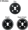 Three circular lights with LED lights, showing different brightness modes. Produktbild-Vorschau
