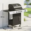 Outsunny Gasgrill 10,5 KW 4 Brenner BBQ Grillwagen Produktbild-Vorschau 3