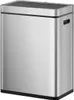 A silver rectangular trash can with a black lid and base, shown from a three-quarter angle against a white background. Produktbild-Vorschau