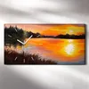 Küchenuhr Bürouhr Leinwand Uhr 60x30 Ölgemälde See Wald Produktbild-Vorschau 2