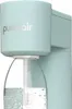A close-up shot of a mint-colored soda maker with a bottle of water inserted. Produktbild-Vorschau