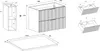 Technical drawings and dimensions of a bathroom vanity unit and its components. Anteprima dell’immagine prodotto