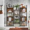 A rustic-style bookshelf filled with books and decorative items, placed against a textured gray wall. Produktbild-Vorschau