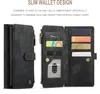 A product image showcasing a wallet-style phone case with multiple card slots and a zipper compartment. Produktbild-Vorschau