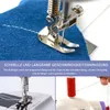 Close-up shots of a sewing machine in use, with text overlay describing speed adjustment. Produktbild-Vorschau