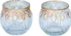2er Set Glas Windlichter H5cm Klar Gold Teelichthalter Produktbild-Vorschau 1