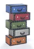 A stack of five decorative suitcases in different colors, arranged vertically. Produktbild-Vorschau