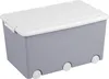 A grey toy box with a white lid and wheels, shown from a slight angle against a white background. Anteprima dell’immagine prodotto