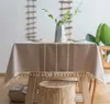 Quaste Tischdecke 100x160 Abwaschbar Leinen Tischtuch Beige Produktbild-Vorschau 3