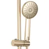 A close-up shot of a gold-colored showerhead and part of its mounting system against a white background. Náhľad obrázku produktu