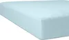 A light blue fitted sheet is shown from an angle against a white background. Produktbild-Vorschau