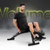A man is using a weight bench for leg exercises, with glowing text in the background. Náhľad obrázku produktu