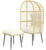 Gartensessel mit Hocker PE Rattan Ei-Form Korbsessel mit Produktbild-Vorschau 2