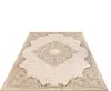 A beige oriental-style rug with intricate patterns is displayed on a white background. Voir les images du produit