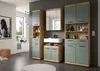 A modern bathroom vanity set with storage cabinets and a sink. Produktbild-Vorschau