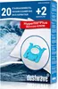 A product box for vacuum cleaner bags with a depiction of a vacuum bag and water waves. Produktbild-Vorschau
