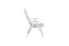 A white folding chair is shown from the side against a white background. Produktbild-Vorschau