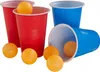 A group of red and blue plastic cups with orange balls scattered around them. Náhled obrázku produktu