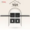 A product image showcasing black door handles and keyhole plates, with text and a logo at the top. Produktbild-Vorschau