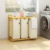 A laundry basket with three compartments and a bamboo frame is shown next to a washing machine. Anteprima dell’immagine prodotto