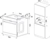 Technical drawing with dimensions of an oven and a cabinet. Produktbild-Vorschau