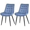 Two blue upholstered chairs with black metal legs are shown against a white background. Voir les images du produit
