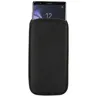 A black neoprene sleeve for a smartphone, with the top of the phone visible. Produktbild-Vorschau