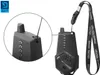 A black fishing bite alarm with a lanyard attached, shown with a close-up inset of its top section. Produktbild-Vorschau