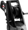 A close-up view of the upper portion of a pressure washer, focusing on the handle and hose reel. Podgląd zdjęcia produktu