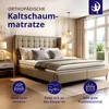 A bedroom scene with a bed and mattress, featuring marketing text and icons. Anteprima dell’immagine prodotto