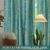 2 pezzi tende di velluto opaco, blu verde tenda, stampa oro Anteprima dell’immagine prodotto 6