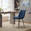 A blue upholstered chair is placed in a home office setting next to a desk. Produktbild-Vorschau