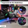 A man is relaxing in a gaming chair in a room with colorful lighting. Produktbild-Vorschau