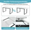 Collage of images showing a table's flexible design and construction details. Produktbild-Vorschau