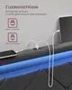 Close-up view of a bed headboard with built-in charging ports and LED lighting. Produktbild-Vorschau