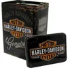 A close-up shot of two Harley-Davidson branded tins, one larger and one smaller, against a white background. Produktbild-Vorschau