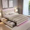 UnboxG Polsterbett 140x200 cm Beige Samt mit 4 Schubladen, Produktbild-Vorschau 4