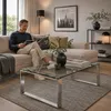 HAKU Couchtisch edelstahl - Edelstahl, Sicherheitsglas 8 Produktbild-Vorschau 4
