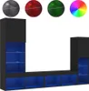 vidaXL 4-tlg. Wohnwand mit LED-Beleuchtung Schwarz Produktbild-Vorschau 4